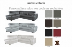 canapé d'angle en cuir italien de luxe 5/6 places tonus, couleur personnalisée, angle gauche