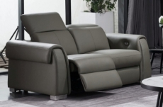 canapé 2 places avec 2 relax électriques en cuir italien buffle toprelax, gris foncé