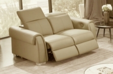 canapé 3 places avec 2 relax électriques en cuir italien buffle toprelax, beige