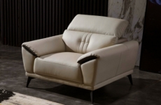 fauteuil 1 place en cuir italien buffle turin, beige et chocolat