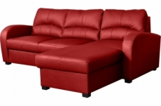 canapé d'angle convertible en cuir de luxe italien , 4 places valino, rouge, angle droit