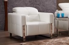 fauteuil 1 place en cuir italien buffle valoria, blanc