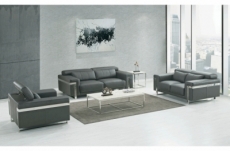 ensemble canapé 3 places et 2 places et fauteuil en cuir italien buffle verone, couleur gris foncé