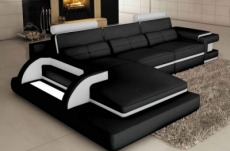 - canapé d'angle en cuir italien 6 places vinoti, angle gauche, couleurs noir et blanc