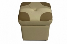 pouf en cuir de luxe - belle qualité- cuir épais - beige et marron - vista