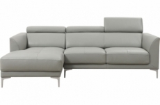 canapé d'angle - en cuir italien william, gris clair, angle gauche (vu de face)