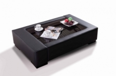 table basse en cuir italien zana, noir