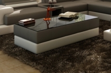 table basse design zeina, gris foncé et blanc.