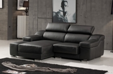 canapé d'angle en cuir buffle italien de luxe zendo,  noir, angle gauche