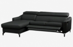 canapé d'angle relax en cuir de luxe italien avec relax électrique et coffre, ambert, noir, angle gauche