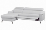 canapé d'angle relax en cuir de luxe italien avec relax électrique et coffre, ambert, blanc, angle gauche
