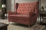 canapé 2 places en tissu de catégorie luxe, couleur brique - arnaud