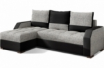 canapé d'angle convertible - arte - en tissu et simili de qualité, gris et noir, 3/4 places, angle gauche (vu de face)
