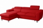 canapé d'angle convertible en cuir italien de luxe 5 places astoria, rouge foncé, angle gauche