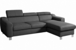 canapé d'angle en cuir italien de luxe 5 places astra, gris foncé, angle droit