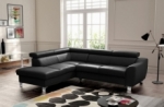 canapé d'angle en cuir italien de luxe 5 places astrido, noir, angle gauche