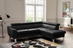 canapé d'angle en cuir italien de luxe 5 places astrido, noir, angle droit