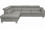 canapé d'angle en cuir italien de luxe 5 places astrido, gris clair, angle gauche