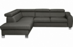 canapé d'angle en cuir italien de luxe 5 places astrido, gris foncé, angle gauche