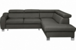 canapé d'angle en cuir italien de luxe 5 places astrido, gris foncé, angle droit
