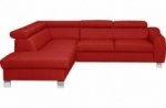 canapé d'angle en cuir italien de luxe 5 places astrido, rouge, angle gauche