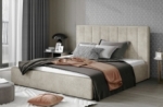 lit double en tissu velours de qualité luxe, aude, beige, 160x200