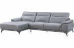 canapé d'angle en cuir luxe italien 4/5 places - bari, gris clair, angle gauche