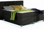 ensemble boxspring complet tête de lit + sommiers + matelas + surmatelas bassano - en simili cuir noir - 140x200 cm