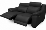 canapé 2 places avec 2 relax en 100% tout cuir épais luxe italien  - 2 relax électriques,  noir. bern