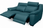 canapé 2 places avec 2 relax en 100% tout cuir épais luxe italien  - 2 relax électriques,  turquoise. bern