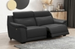 canapé 3 places avec 2 relax en 100% tout cuir épais luxe italien  - 2 relax électriques,  noir- bern
