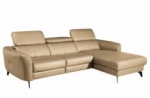 canapé d'angle en cuir de luxe italien , 5 places berti, beige, angle droit