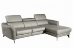 canapé d'angle en cuir de luxe italien , 5 places berti, gris clair, angle droit