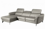 canapé d'angle en cuir de luxe italien 5 places berti, gris clair, angle gauche