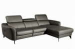 canapé d'angle en cuir de luxe italien , 5 places berti, gris foncé, angle droit