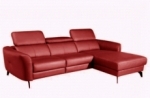 canapé d'angle en cuir de luxe italien , 5 places berti, rouge foncé, angle droit
