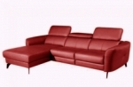 canapé d'angle en cuir de luxe italien 5 places berti, rouge foncé, angle gauche