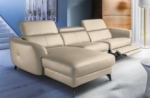 canapé d'angle relax en cuir de luxe italien avec relax électrique, 5 places bertoni, beige, angle gauche