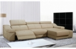 canapé d'angle double relax en cuir de buffle italien 5 places birelax, beige, angle droit.