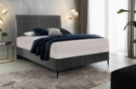 ensemble lit + sommier + matelas en tissu velours gris foncé - 140x200 cm - blasio de venesetti