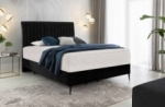 ensemble lit + sommier + matelas tissu velours noir - 180x200 cm- blasio de venesetti