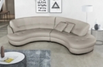 canapé en cuir italien de luxe 5/6 places bretini gris clair, côté accoudoir gauche