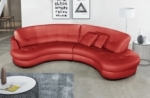 canapé en cuir italien de luxe 5/6 places bretini rouge foncé, côté accoudoir gauche