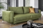 canapé 3/4 places convertible et espace de rangement - vert - en tissu de qualité luxe, elsa