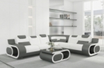 canapé d'angle en cuir italien 7 places luxembourg, blanc et gris foncé, angle droit