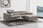 canapé d'angle en cuir italien de luxe 5 places dilo, gris clair, angle droit
