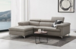 - canapé d'angle en cuir italien de luxe 5 places dilo, gris clair, angle gauche 