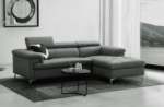 canapé d'angle en cuir italien de luxe 5 places dilo, gris foncé, angle droit