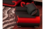 fauteuil 1 place en cuir italien vachette candide noir et rouge