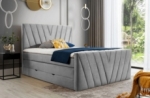 ensemble boxspring complet 180x200 tête de lit + sommiers + matelas + surmatelas candy - velours luxe gris